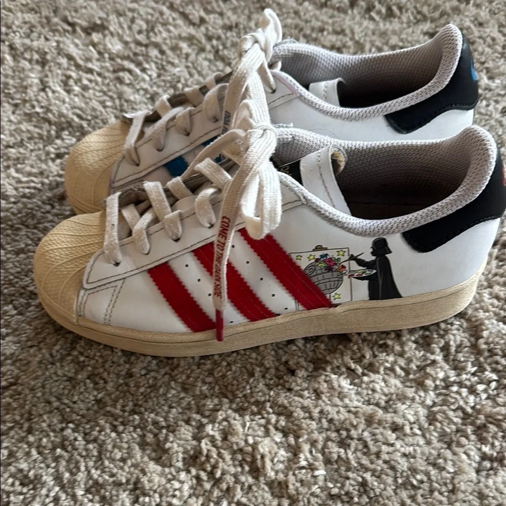 🍍 Adidas Superstar Disney X Star Wars X Yoda/Vader Dark Side Youth Size 3.5🍍H1